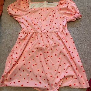 Shein Curve pink dress with red hearts